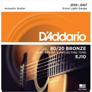 D'Addario EJ10 80/20 Bronze Extra Light .010