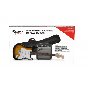 Squier Strat Elgitarrpaket med Fender Frontman 10w Sunburst